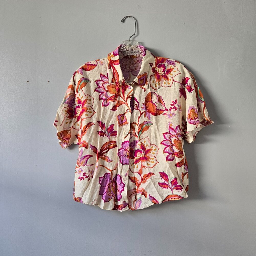 Mango Floral Button Up Top Small